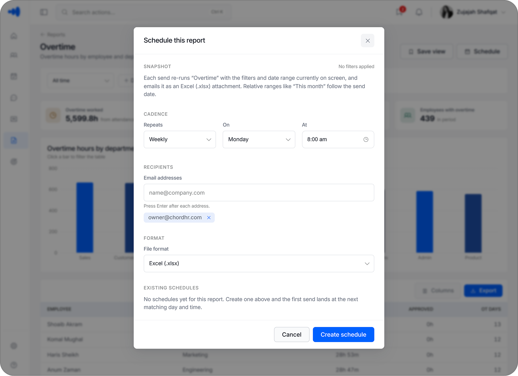 Schedule report