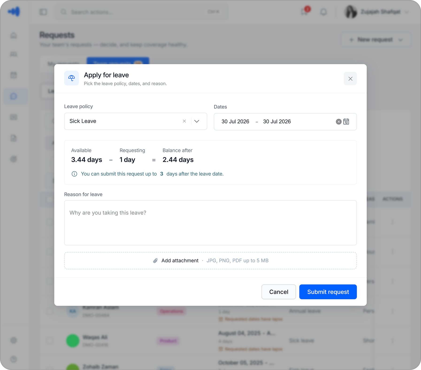 Leave request