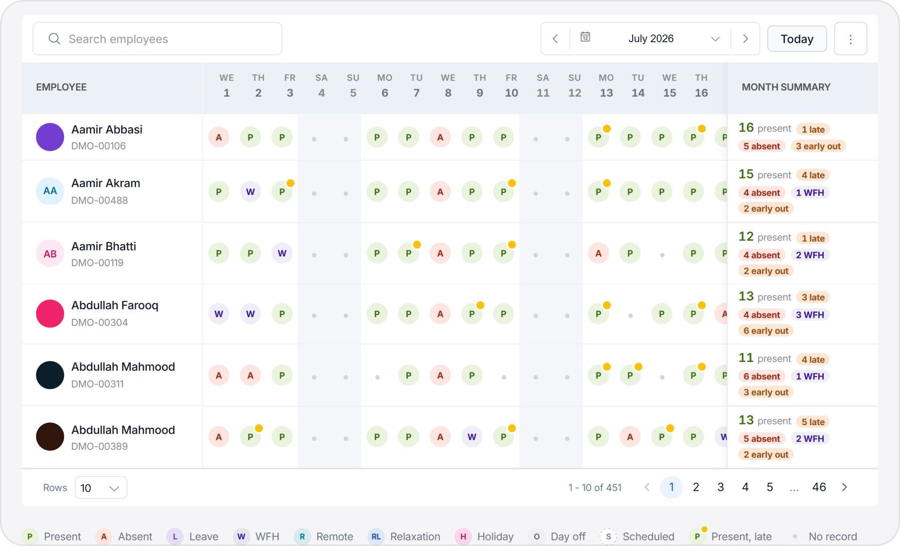 Calendars module